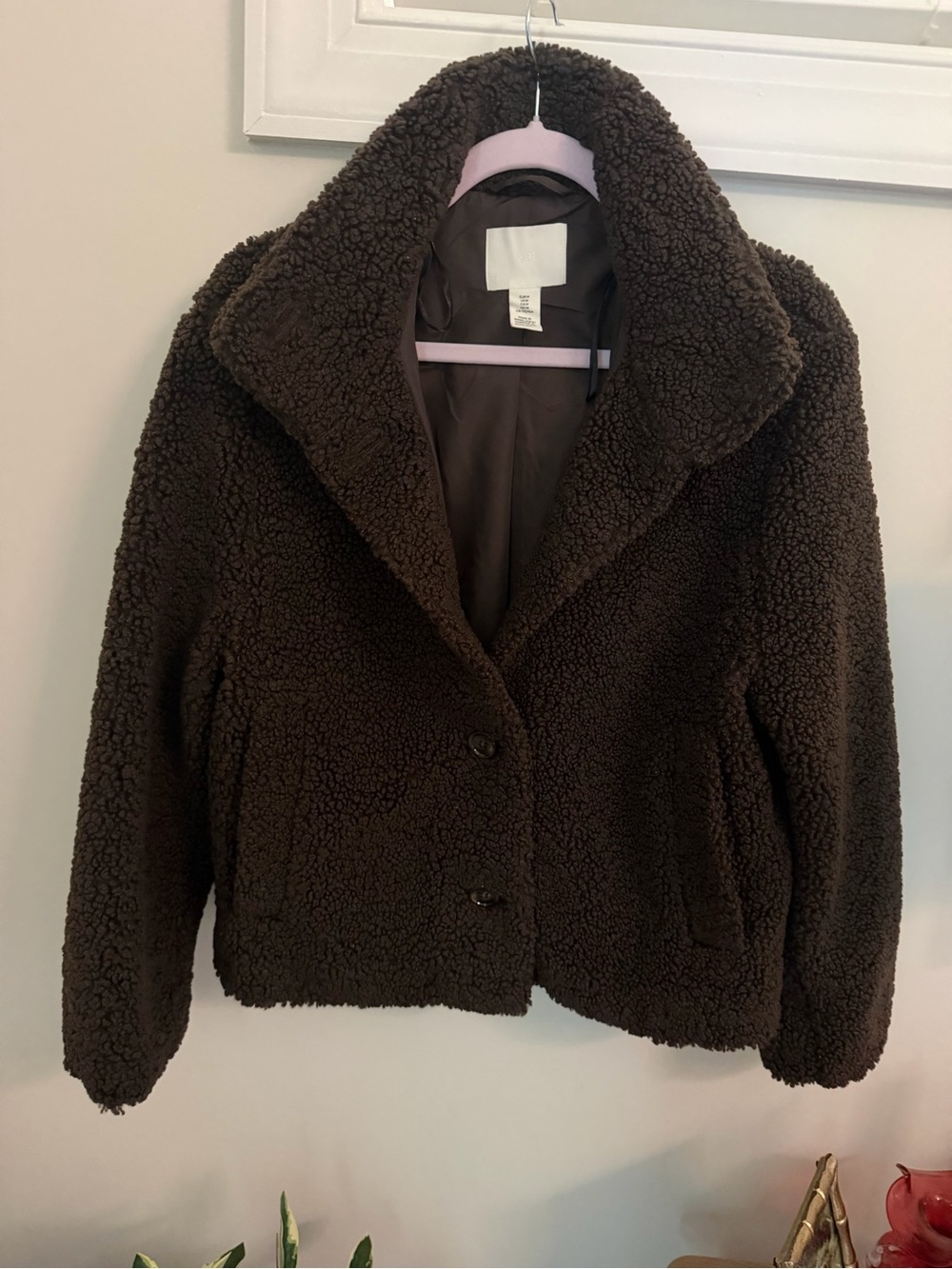 H& M Teddy Jacket Cozy Dark Brown Teddy Fleece Jacket - Women's